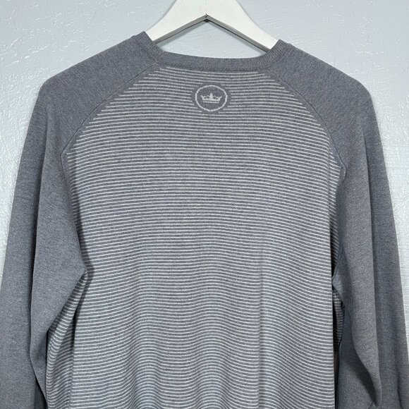 Peter Millar Men L Gray Stripe Crown Sport Sweater Crewneck Silk Cashmere Blend - Picture 6 of 9